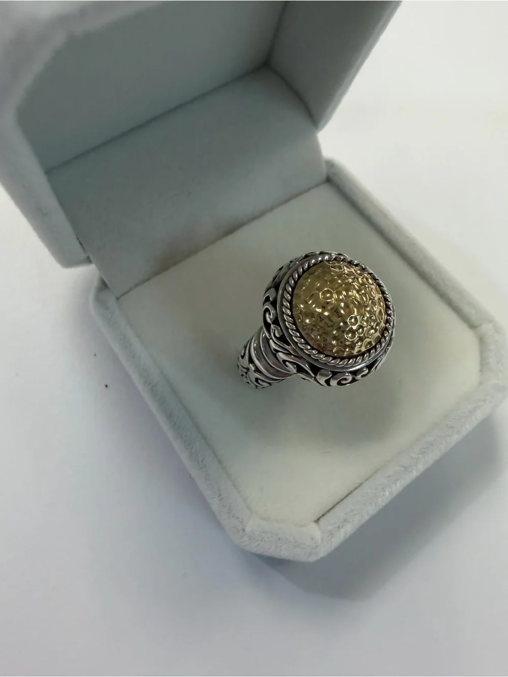 Samuel B Behnam 18k & Sterling Sterling Silver Hammered Dome Ring Size 7.25